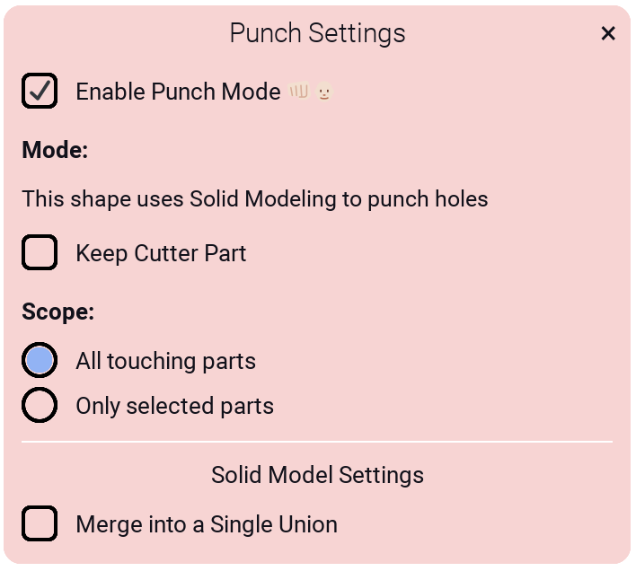 Punch Settings